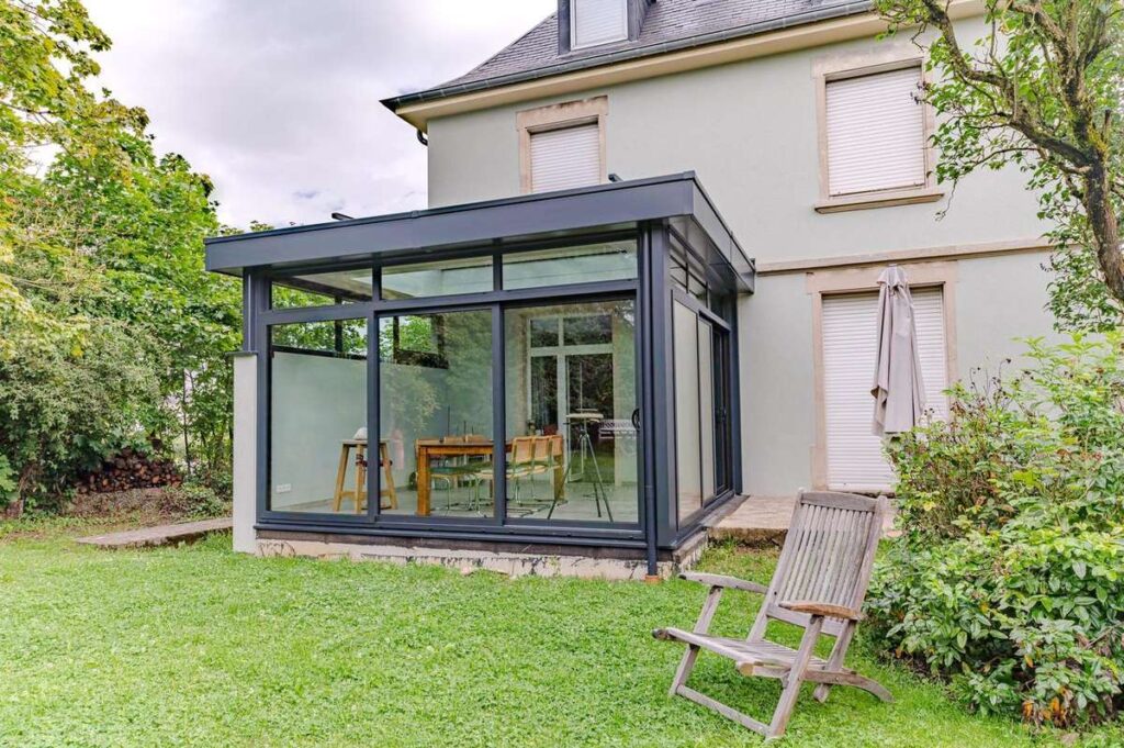 extension metzger toiture plate coulissant imposte triple vitrage bso arlon