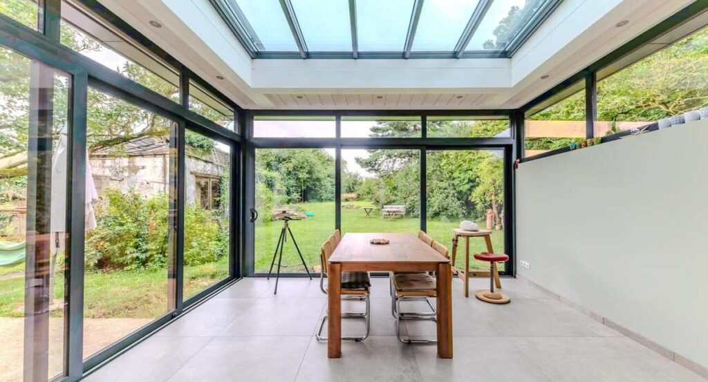 extension metzger toiture plate coulissant imposte triple vitrage arlon