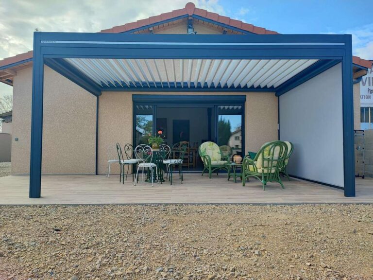 pergola bioclimatique metzger lame orientable eclairage caisson apparent belgique