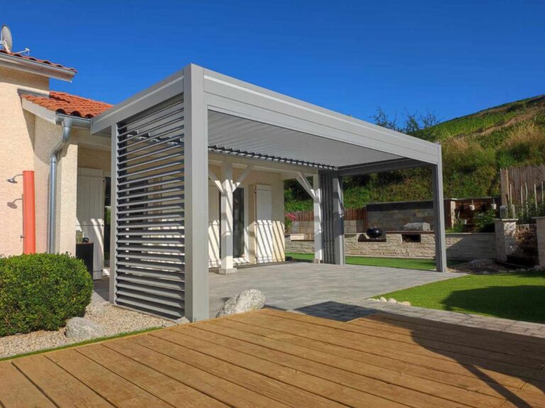 pergola bioclimatique metzger lame orientable sur mesure claustra belgique