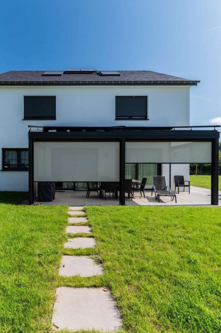 pergola metzger aluminium sur mesure vitrage store zip chassis fixe store toiture belgique